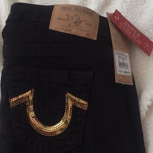 True religion skinny black SN Gold Sequin Hs